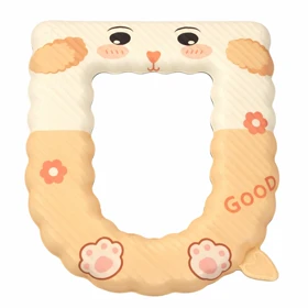 روکش فومی توالت فرنگی کد 5583(نارنجی کرم گل و پنجه)