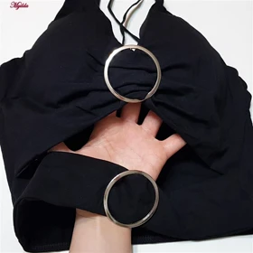 نیم‌تنه زنانه مدل سگگ دار جلو باز مشکی کد 4780-449