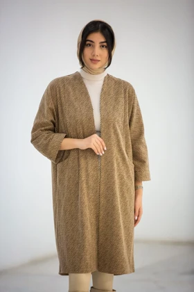 پالتو کشمیر جیب هلال (عسلی)