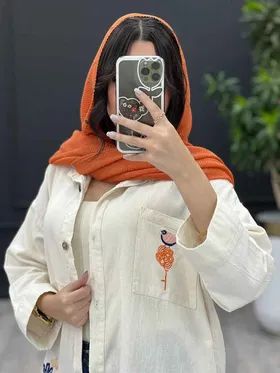 مانتو لینن نچرال گلدوزی