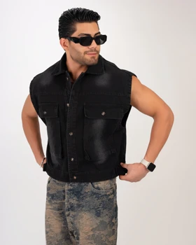 وست جین رنگ مشکی مات پارچه گرم بالا استایل لش باکسی