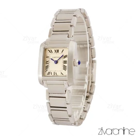 ساعت کارتیه زنانه مدل Tank سیلور عقربه آبی سایز کوچک 105442