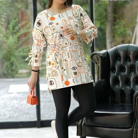 تونیک زنانه لینن طرح چشم و نظر