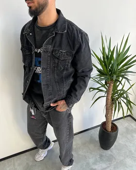 کت جین مردانه ذغالی زخمی D&G