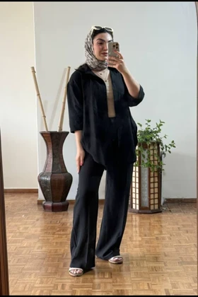 شومیز شلوار گره‌ای لینن