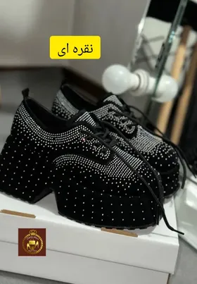 کفش لوفر لژدار نگینی زنانه مجلسی بندی