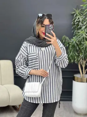 مانتو راه راه تک جیب آیرا