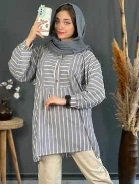 تونیک لینن نخ راه راه کد 1140
