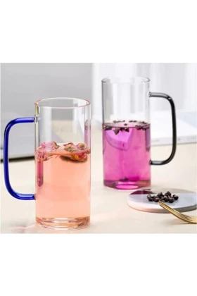 لیوان پیرکس استوانه دسته رنگی دست چهارتایی