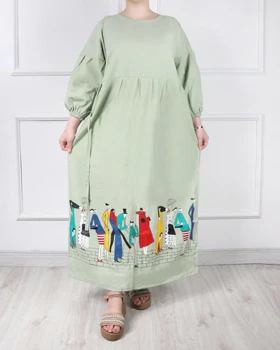 پیراهن لینن چاپ طرح بازار 6146 (پاستیلی)