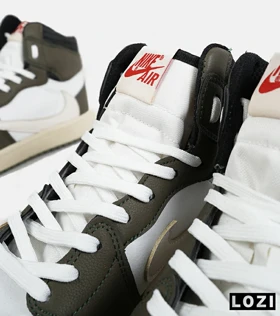 کفش کتانی ساق‌دار سفید زیتونی مردانه NIKE travis scott