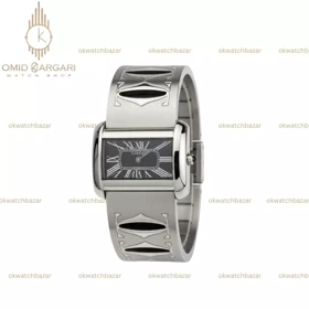 ساعت مچی کارتیه بند سیلور قاب صفحه مشکی Cartier