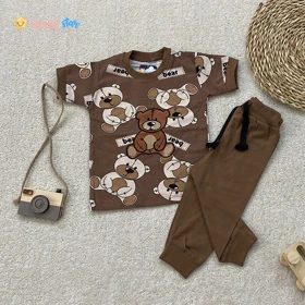 تیشرت شلوارک پنبه طرح خرس 1 تا 8 سال