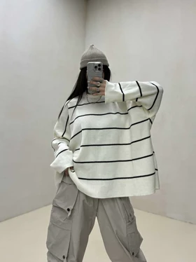 بلوز بافتی راه راه