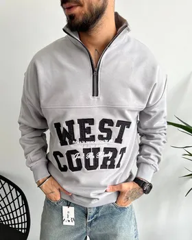 دورس نیم زیپ WEST رنگ طوسی