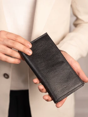 کیف پول چرم مشکی فلوتر کارلوتی کد b200