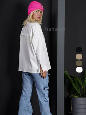 شومیز کتان زنانه پایین قاپک کد 4325 (4 رنگ)