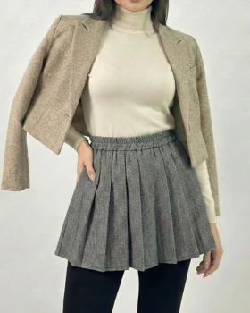 دامن تنیسی کره‌ای پلیسه‌دار راه راه کمر کشی کد (8731)