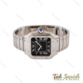ساعت کارتیر سانتوس مردانه نقره ای صفحه مشکی Cartier-4990-G