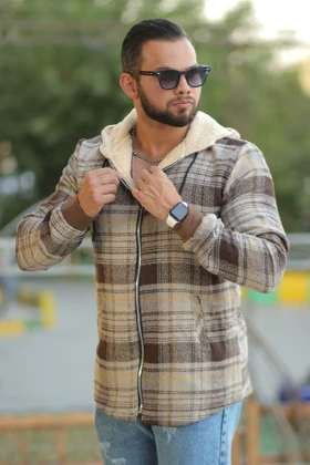 سویشرت چهارخانه کلاهدار 6104