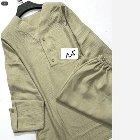 ست مانتو و شلوار زنانه جلو بسته شانتون