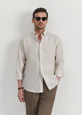 پیراهن طرح دار لینن 2510134