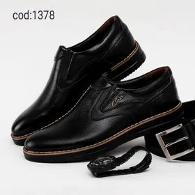 کفش چرم طبیعی تبریز تمام مشکی آرم Clarks فلزی