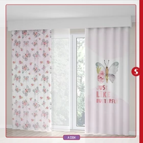 پرده پانچی اتاق کودک برند مینوریا طرح پروانه کد p-461