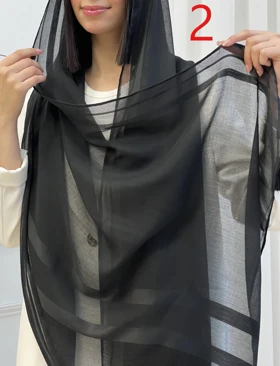 شال مشکی نواردار 3