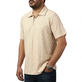 پولوشرت آستین کوتاه نیم زیپ مردانه تن کوک مدل 151459