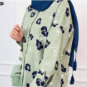 مانتو زنانه لینن دیپلمات گل‌دار