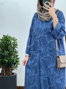مانتو بلند جلو دکمه ژاکلین