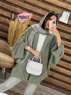 مانتو راه راه سرشونه سگک