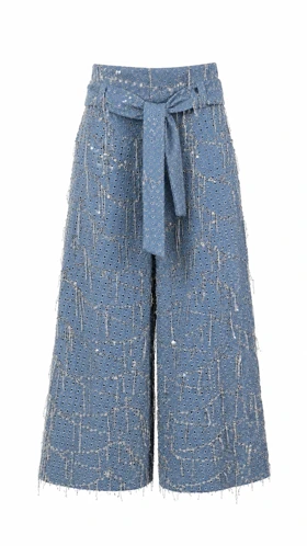شلوار جین وایدلگ پولک‌دوزی مجلسی برند رجحانی مدل Shining Denim