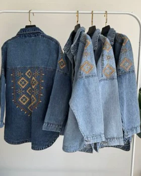 مانتو جین گلدوزی