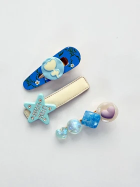 گیره مو طرح ستاره و قلب بسته هفت عددی