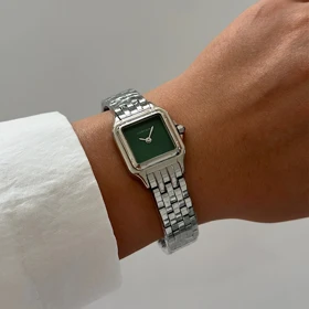 ساعت زنانه کارتیه پنتر نقره‌ای صفحه سبز کد 786