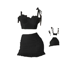 ست فانتزی شکوفه فنردار دامنی مشکی برند لاریسا کد 4919