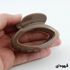 کلیپس دخترانه مدل بیضی ساده دو رنگ کوچک (قهوه‌ای)