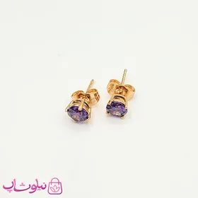 گوشواره میخی ژوپینگ نگین بنفش