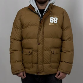 کاپشن پف‌دار شتری مردانه مدل Brooklyn 68 با هودی زیپی جداشونده – رویه سیلیکونی 142