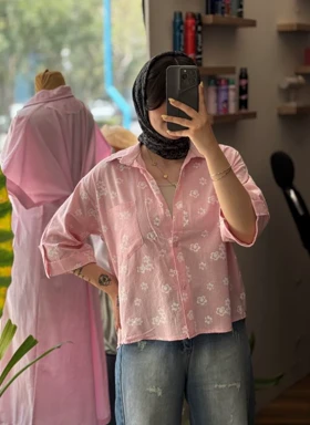 شومیز گل بابونه_1104 (صورتی)