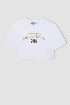 تیشرت یقه کوتاه DeFactoFit NBA Wordmark Oversize Fit Crew B9974AX24SM