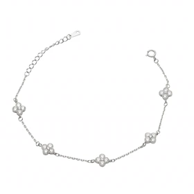 دستبند نقره ونکلیف پنج گل کد 351261