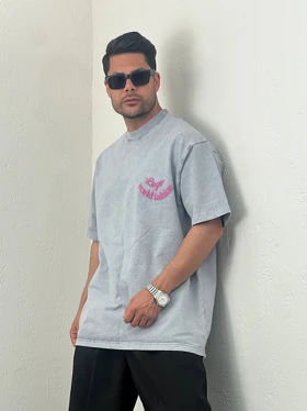 تیشرت دورس مردانه سنگشور چاپ پفکی