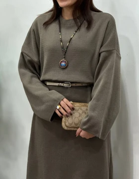 پیراهن مانتویی بلند بافت آیسو چکامه