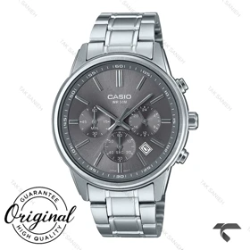 ساعت کاسیو مردانه سه موتوره MTP-E515D-8AV سیلور صفحه خاکستری Casio-10389-G