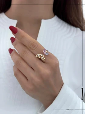 انگشتر کاف پروانه نگین رنگی