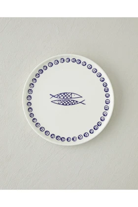 بشقاب کیک English Home مدل Blue Fishy - سفید - سرمه‌ای