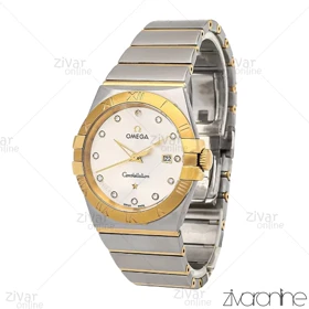 ساعت امگا کانسلیشن مردانه طلایی نقره ای صفحه نقره ای نگین‌دار 106880